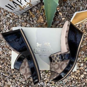 Coach Brown wedge sandals size 8.5